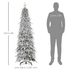 Árbol de Navidad artificial de 180 cm, árbol de Navidad realista con 600 ramas densas, nieve artificial y apertura automática
