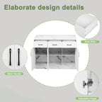Gran isla de cocina de 120 x 60 x 90,5 cm, 3 cajones y 3 puertas, diseño de mármol blanco, soportes de empotramiento ajustables, cajones silenciosos, diseño de barbería - Accesorios para la cocina elegantes y prácticos