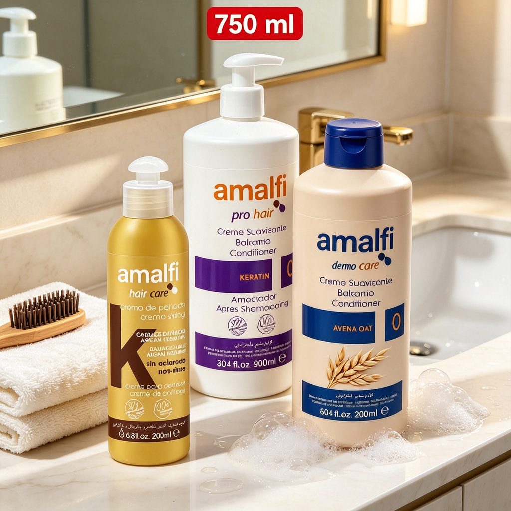 Set Cuidado Capilar 3 en 1 - Crema para Peinar con Keratina + Acondicionador con Keratina 900ml + Acondicionador con Avena