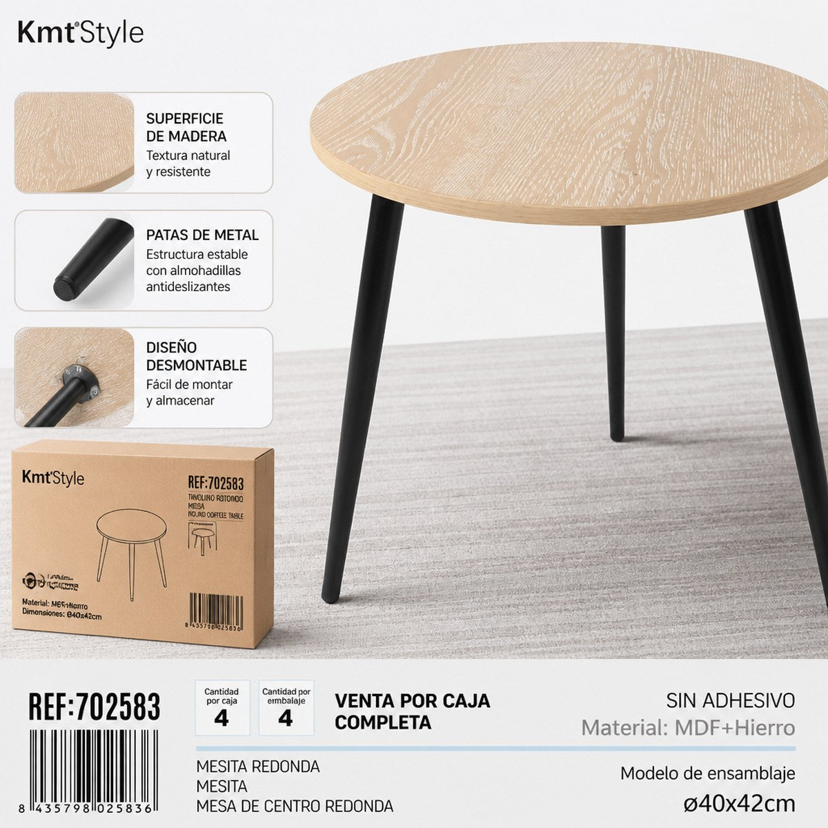 Mesa de Café Redonda KmtStyle 40x42cm
