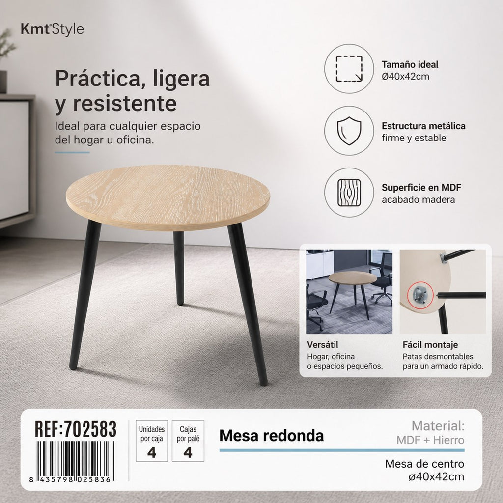 Mesa de Café Redonda KmtStyle 40x42cm
