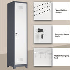 Gabinet de almacenamiento para limpieza de metal esbelto con puerta cerradora, estantes y barra de colgado, 65" de alto, organizador de utilidades para cocina, despensa, oficina, taller y garaje