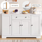 Buffet multifuncional para la cocina – Sideboard de 138 cm con cajón, puertas de estantería y soportes de empotramiento ajustables – Diseño moderno con protección anti-inclinación, ideal para la cocina, el salón y el dormitorio