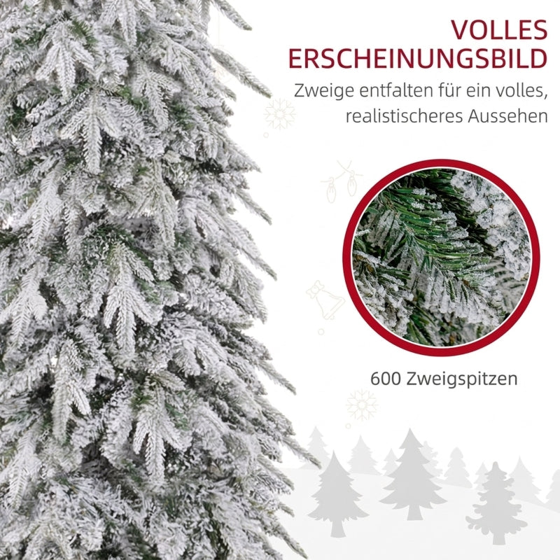 Árbol de Navidad artificial de 180 cm, árbol de Navidad realista con 600 ramas densas, nieve artificial y apertura automática