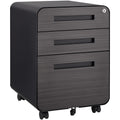 Caja de archivos móvil de 3 cajones para debajo de la mesa de oficina, negra. Almacenamiento moderno y versátil para archivos legales/cartas/A4, diseño anti-derrumbe con 5 ruedas, acero laminado frío, resistente al agua y a la humedad