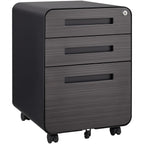 Caja de archivos móvil de 3 cajones para debajo de la mesa de oficina, negra. Almacenamiento moderno y versátil para archivos legales/cartas/A4, diseño anti-derrumbe con 5 ruedas, acero laminado frío, resistente al agua y a la humedad