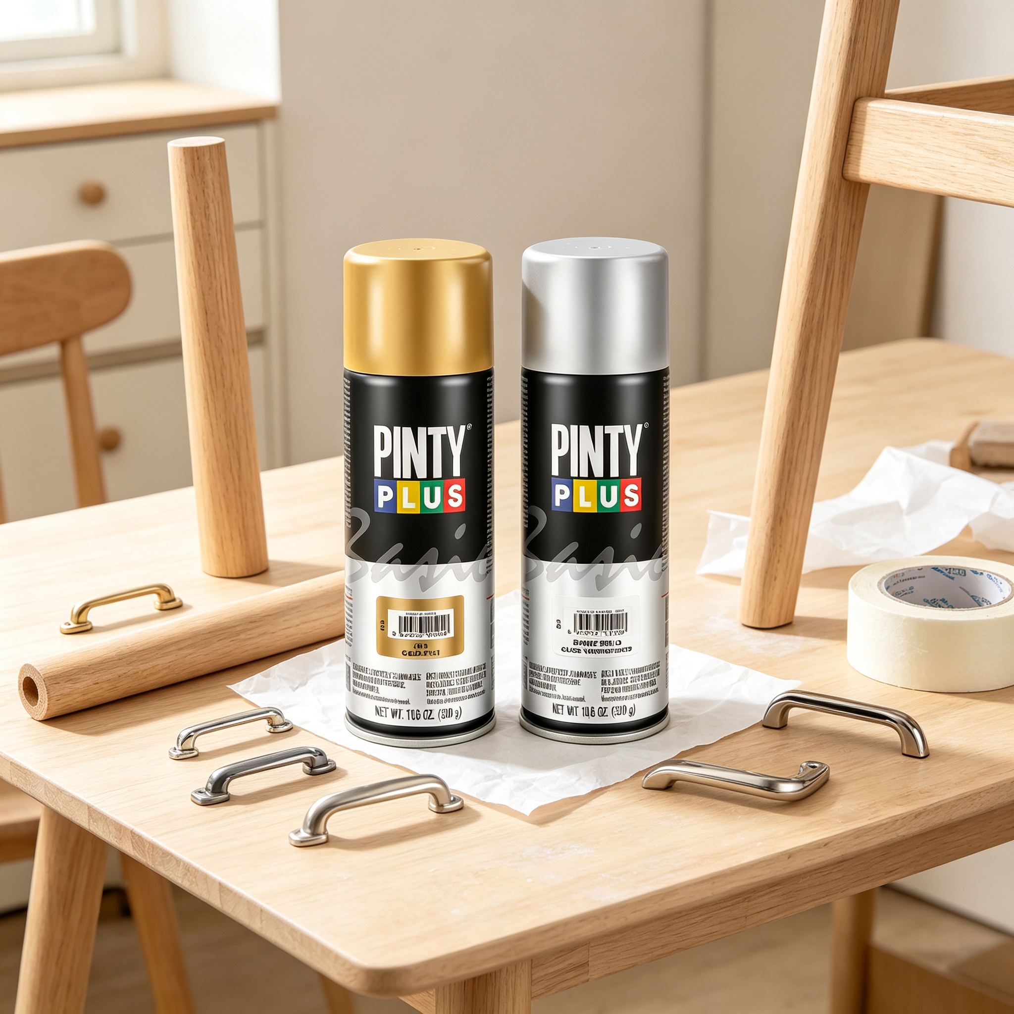 Pack Spray Pintura Oro + Barniz Brillo - 2 x 300g para Manualidades y Decoración