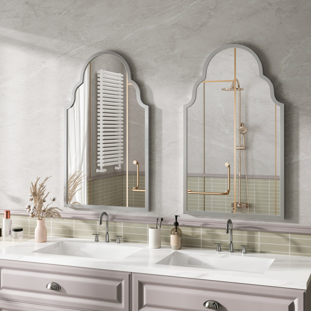 Espejo rectangular de 61x101CM, espejo rectangular plateado, espejo de pared con marco de metal, espejo de baño para la pared, para el baño, la sala de estar, la decoración de la pared del dormitorio