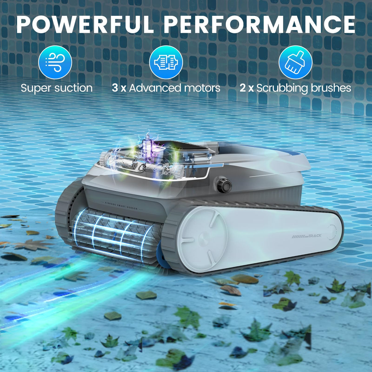 AIRROBO PC10, limpiador de piscina inteligente con robot - 120 minutos de autonomía, escala paredes, limpia suelos/paredes/linea de agua para piscinas enterradas y sobre la ground