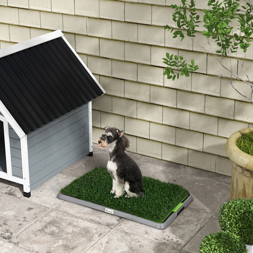 Toaleta para mascotas con 2 mantas de hierba, tabletilla para el entrenamiento en la cacerola, toaleta para cachorros Indoor Outdoor, verde 67 x 41 cm