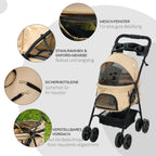 Cochecito para mascotas con función de plegado, ideal para perros y gatos pequeños, Oxford Khaki 67x45x96cm