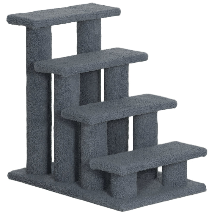 Escalera para mascotas, escalera para gatos, escalera para perros, 4 escalones, color gris, 63,5x43x60cm, ideal para gatos y perros, perfecta para ancianos y mascotas pequeñas