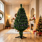 Árbol de Navidad artificial iluminado con fibra óptica multicolor, 90 ramas y pié de soporte estable, decoración navideña festiva para el interior. Decoración navideña para el hogar (solo con árbol de Navidad)