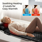 Cojín de Masaje con Función de Calefacción Multifunción para el Cuello, Cintura y Espalda. Almohada de Masaje Multiuso con Núcleo de Masaje + Función de Calefacción, Material de Cuero Sintético PU, 155*50*3 cm, Adecuado para el Uso en Hogar y Oficina