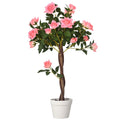 Plantas artificiales de rosa grandes de 90 cm, planta artificial, árbol de rosa de plástico en maceta, árbol artificial tan real como para el salón, dormitorio, oficina, decoración moderna, regalo