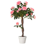 Plantas artificiales de rosa grandes de 90 cm, planta artificial, árbol de rosa de plástico en maceta, árbol artificial tan real como para el salón, dormitorio, oficina, decoración moderna, regalo