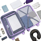 Set de equipaje ligero de 3 piezas, equipaje de mano expandible de PP de 20 pulgadas con ruedas, color lavanda