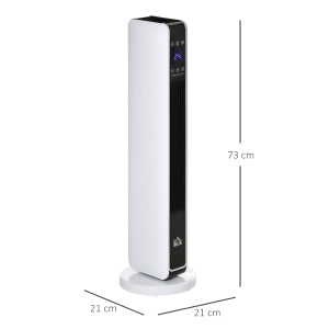 Heizlüfter eléctrico de 2200W con control remoto y temporizador de 8 horas, de ABS y PA, blanco y negro, compacto de 21x21x73 cm para calor eficiente