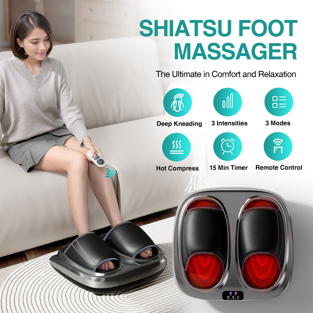 Masajeador de pies HG01-A DC12V 24W con 3 niveles de intensidad, vibración caliente y envolvente de presión de aire, cubierta desmontable y lavable, protección contra sobrecalentamiento, temporizador de 15 minutos para aliviar la fasciitis plantar