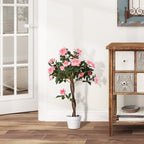 Plantas artificiales de rosa grandes de 90 cm, planta artificial, árbol de rosa de plástico en maceta, árbol artificial tan real como para el salón, dormitorio, oficina, decoración moderna, regalo
