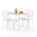 Set de mesa de comedor, barra con 4 sillas de comedor, mesa de cocina con sillas, mesa de desayuno industrial para cocina, salón, sala de fiesta, colores naturales y blanco, 110cm * 60cm * 76,5cm