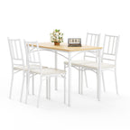 Set de mesa de comedor, barra con 4 sillas de comedor, mesa de cocina con sillas, mesa de desayuno industrial para cocina, salón, sala de fiesta, colores naturales y blanco, 110cm * 60cm * 76,5cm