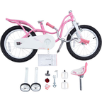 Bicicleta para Niñas y Niños de Color Rosa y Blanco, Segura y Ligera con Ruedas de Entrenamiento