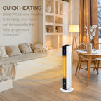 Heizlüfter eléctrico de 2200W con control remoto y temporizador de 8 horas, de ABS y PA, blanco y negro, compacto de 21x21x73 cm para calor eficiente