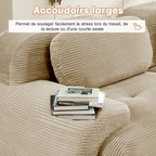 Sofá angular de 4 plazas con relleno de 32D de alta elasticidad, sofá sin armazón, antiresbaladante, con chaiselongue, reposabrazos extra anchos, combinable libremente, sin montaje para oficina, salón y cine en casa, color beige