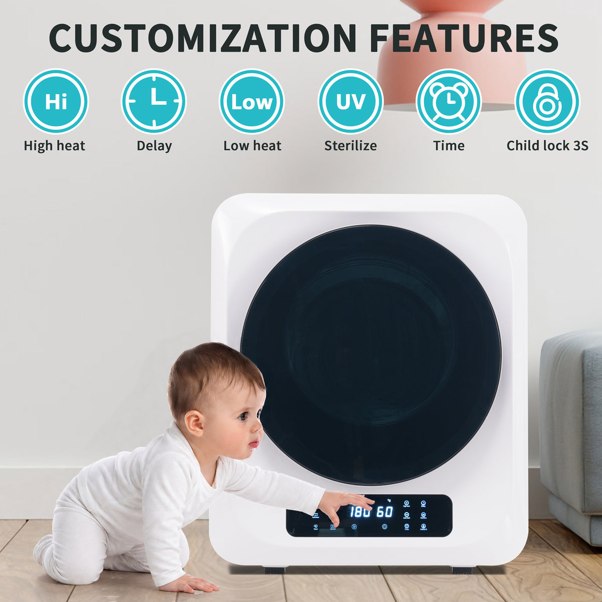 Deshumidificador de Edelstahl, 3 kg, hasta 4 kg en realidad, 850 W, Filtrado múltiple, 6 Programas, 6 Funciones. Protección contra sobrecalentamiento, Montaje en pared [Clase de energía G]