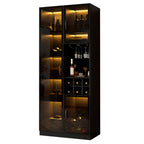 Vitrina con iluminación LED controlable por App, armario de cristal con puertas de cristal, estante para vinos y espacio de almacenamiento, armario para el salón