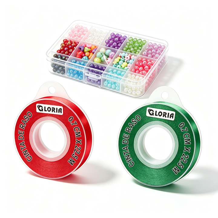 Kit Decoración de Regalos - Cintas de Raso y Perlas para Envolver