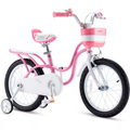 Bicicleta para Niñas y Niños de Color Rosa y Blanco, Segura y Ligera con Ruedas de Entrenamiento