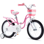 Bicicleta para Niñas y Niños de Color Rosa y Blanco, Segura y Ligera con Ruedas de Entrenamiento