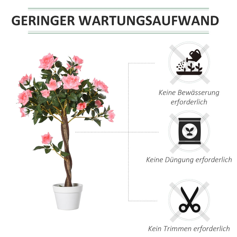 Plantas artificiales de rosa grandes de 90 cm, planta artificial, árbol de rosa de plástico en maceta, árbol artificial tan real como para el salón, dormitorio, oficina, decoración moderna, regalo
