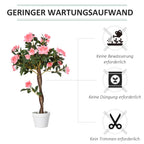 Plantas artificiales de rosa grandes de 90 cm, planta artificial, árbol de rosa de plástico en maceta, árbol artificial tan real como para el salón, dormitorio, oficina, decoración moderna, regalo