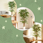 Banyan artificial de plástico con tronco de madera maciza, maceta, para salón, dormitorio, oficina 75 x 75 x 180 cm, color verde