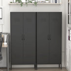 Gabinet de almacenamiento metálico alto negro con 2 puertas y estantes ajustables, gabinete multifuncional para oficina, cuarto de utilidades y garaje