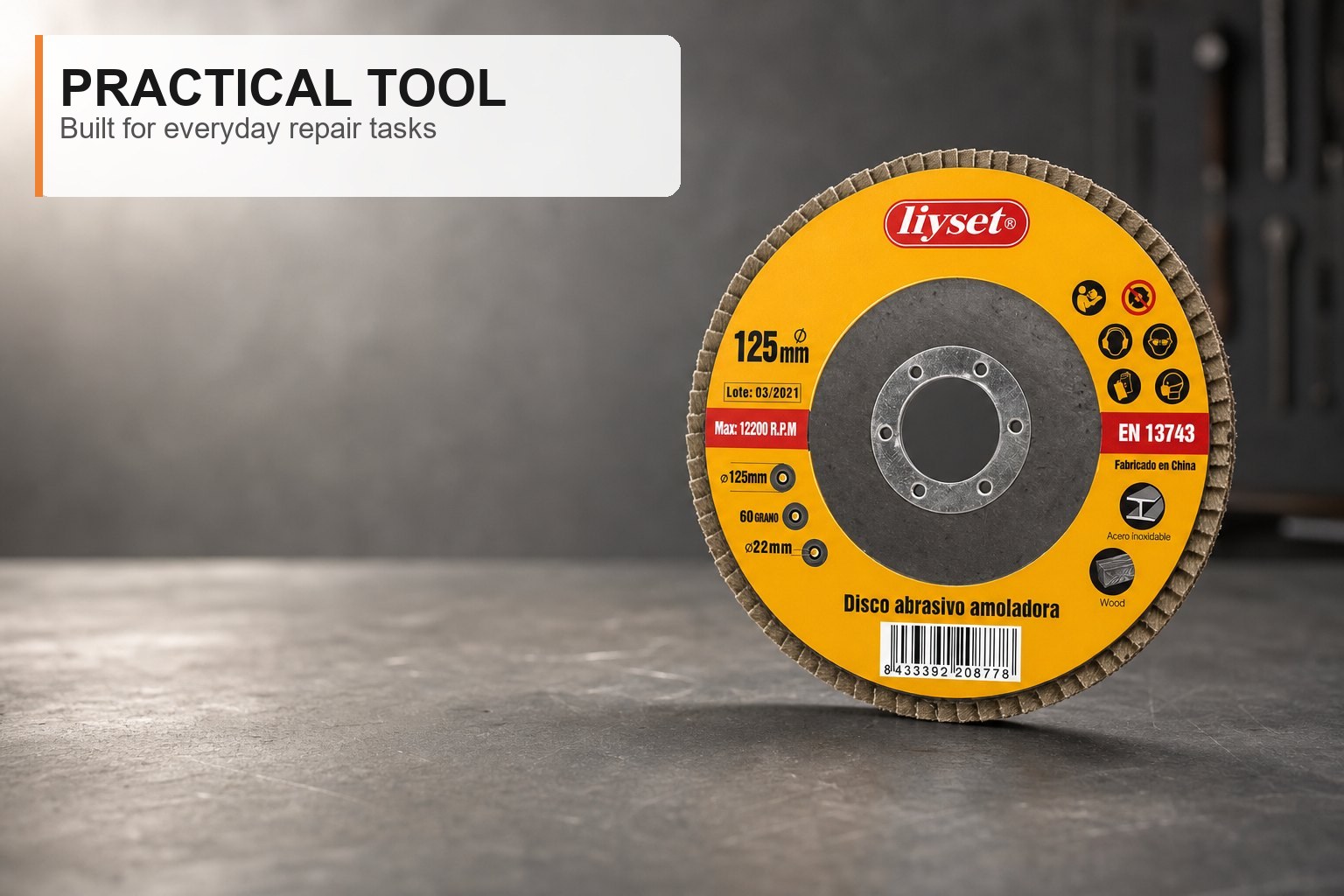 Disco Abrasivo para Amoladora 125mm P60 6uds