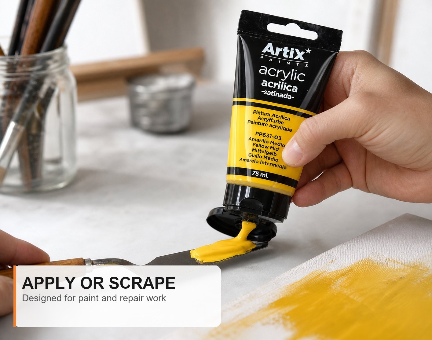 Pintura Acrílica Amarillo Medio 75 ml