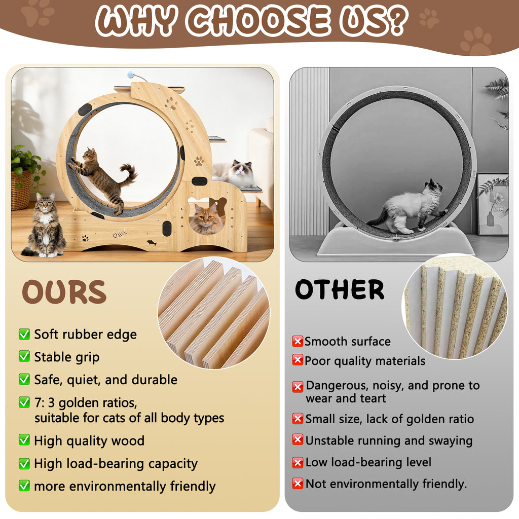 Rueda para gatos 6 en 1, Rueda de ejercicio para gatos mejorada, Rueda de correr para gatos grandes, Rueda de caminar para gatos, Muebles para gatos, Juguetes para gatos