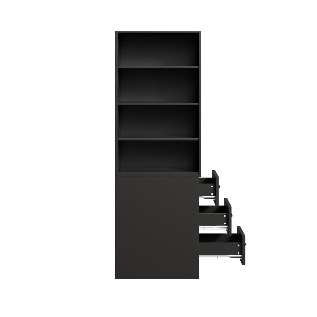 180 cm de alto, estantería de libros extra estrecha con cajones laterales - Estantes ajustables, intercambiables izquierda y derecha, adecuada para espacios pequeños - Sideboard, estantería alta para el salón, estantería para libros