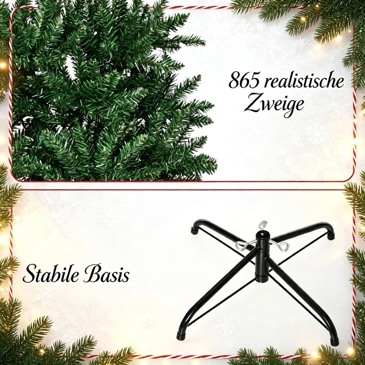 Árbol de Navidad artificial de 210 cm, 865 ramas con hojas artificiales realistas, imitación fiel del abeto Nordmann en color verde, decoración navideña festiva para el hogar (solo incluye el árbol de Navidad)