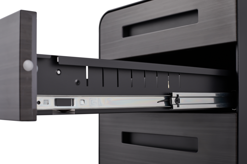 Caja de archivos móvil de 3 cajones para debajo de la mesa de oficina, negra. Almacenamiento moderno y versátil para archivos legales/cartas/A4, diseño anti-derrumbe con 5 ruedas, acero laminado frío, resistente al agua y a la humedad