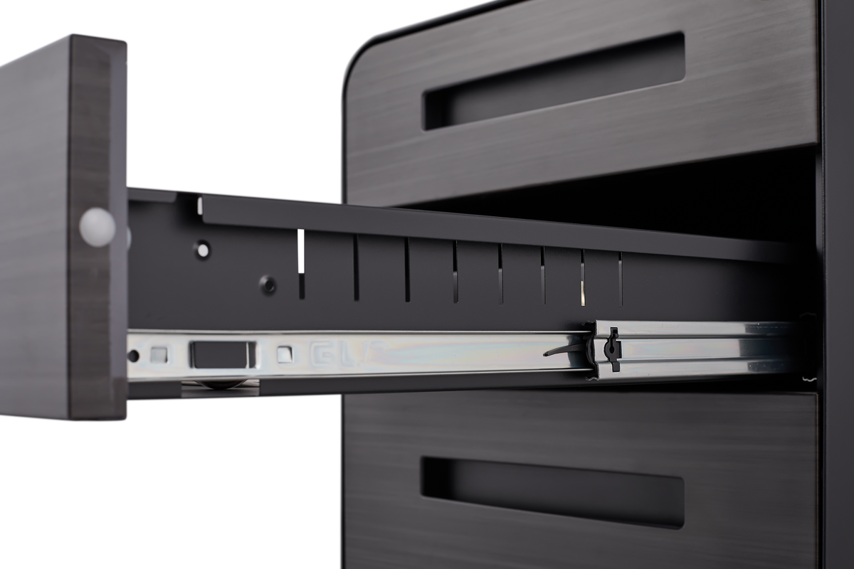 Caja de archivos móvil de 3 cajones para debajo de la mesa de oficina, negra. Almacenamiento moderno y versátil para archivos legales/cartas/A4, diseño anti-derrumbe con 5 ruedas, acero laminado frío, resistente al agua y a la humedad