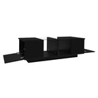 Mesa de centro moderna negra con iluminación LED, superficie de mesa de alta lustre, 120 x 50 x 38,5 cm