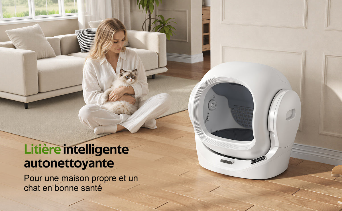 Toaleta automática inteligente para gatos con control por App, 68L de espacio interior, 8L de contenedor de desechos, caja de aromaterapia, seguridad infrarroja, para 1–2 gatos, auto - limpiante, silenciosa, segura para niños