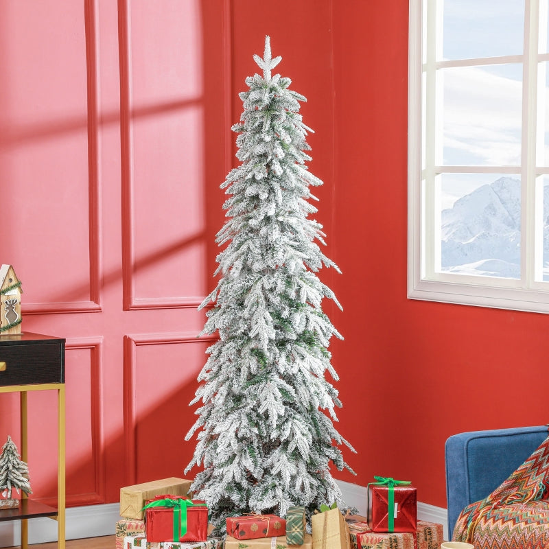 Árbol de Navidad artificial de 180 cm, árbol de Navidad realista con 600 ramas densas, nieve artificial y apertura automática