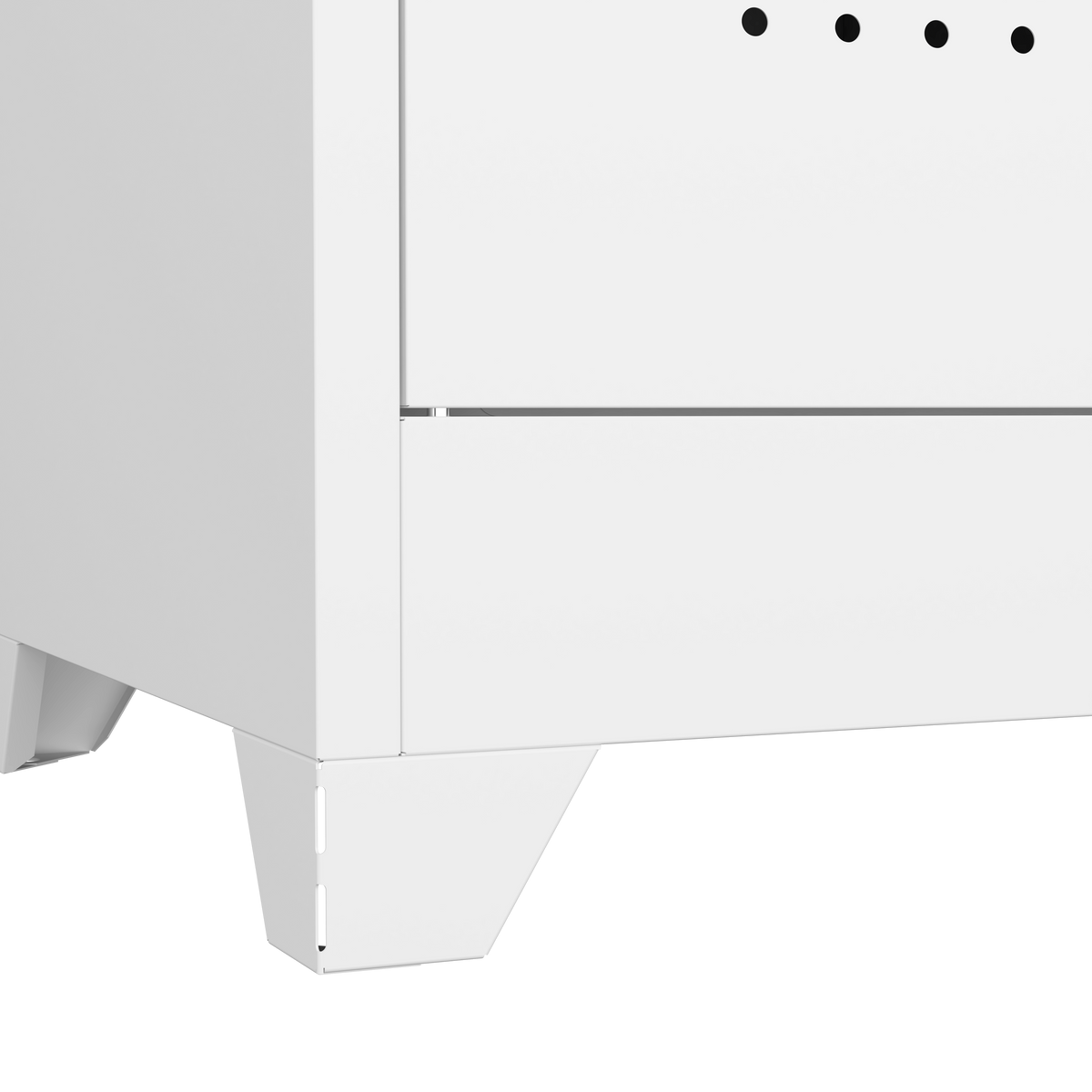 Gabinet de almacenamiento para herramientas de limpieza de 65" de color blanco con puertas con cerradura, estantes, varilla de colgado y anzuelos S
