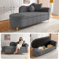 Chaiselongue multifuncional con espacio de almacenamiento, 134 cm, diseño moderno, respaldo ondulado, tela con aspecto de piel de cordero, cojines altamente densos, incluye cojín lumbar + cojín de cuello